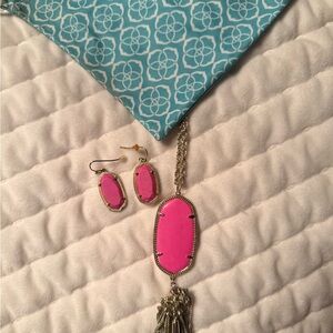 Kendra Scott Rayne Necklace with Earrings,gold and pink